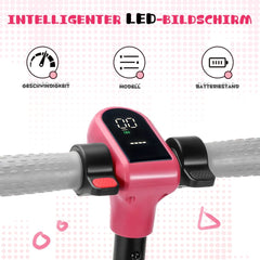 Intelligenter LED-Bildschirm am Lenker zeigt Akku und Geschwindigkeit.