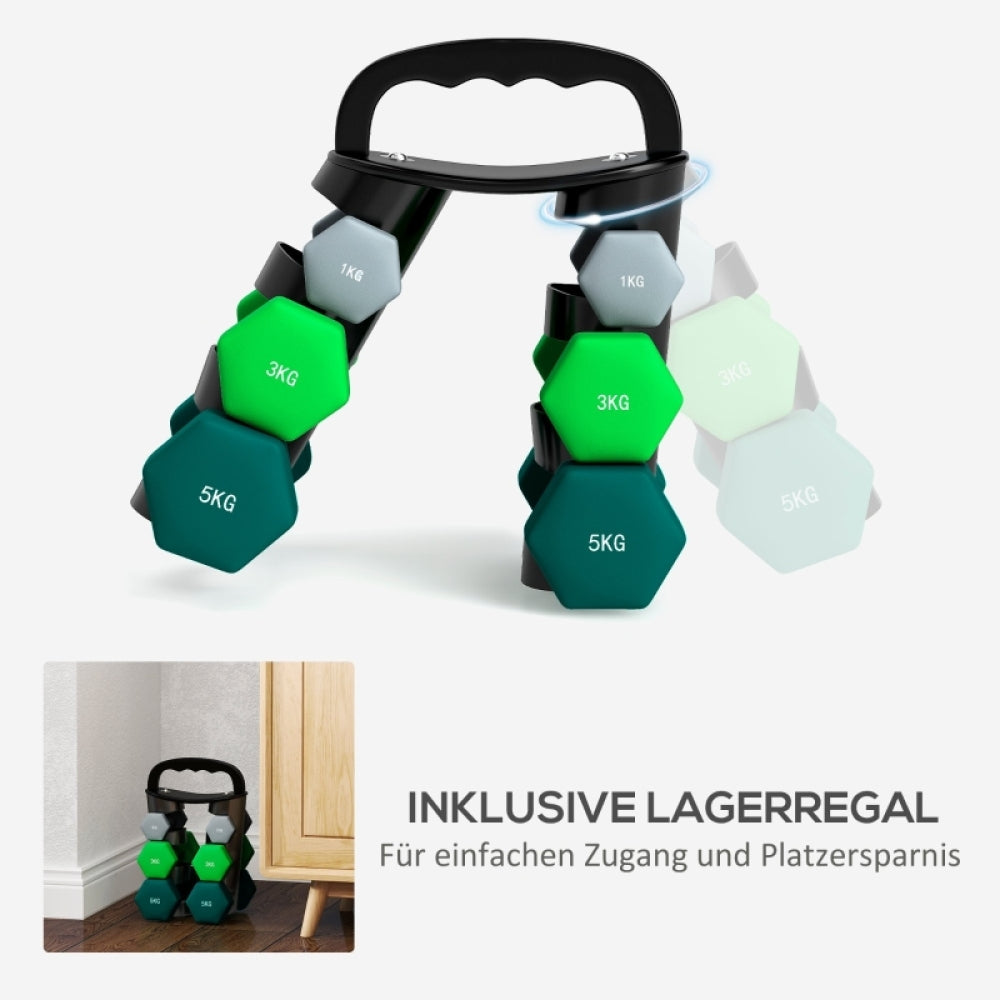 Kettlebell-Funktion: Hantelständer lässt sich zum Griff umklappen