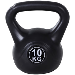 Kettlebell 10 kg Schwarz: Kugelhantel mit Kunststoffmantel für Home Gym