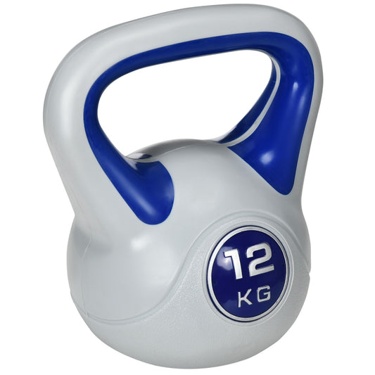 Kettlebell 12 kg Blau: Bodenschonende Kugelhantel mit Kunststoffmantel