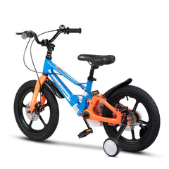 Kinderfahrrad 16 Zoll mit Aluminiumfelgen und mechanischer Scheibenbremsanlage.