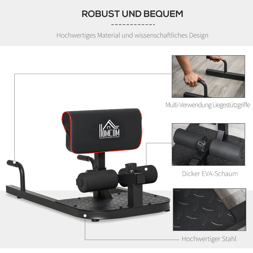 Komfortable Polsterung und Griffe für Liegestütze am Kniebeugentrainer