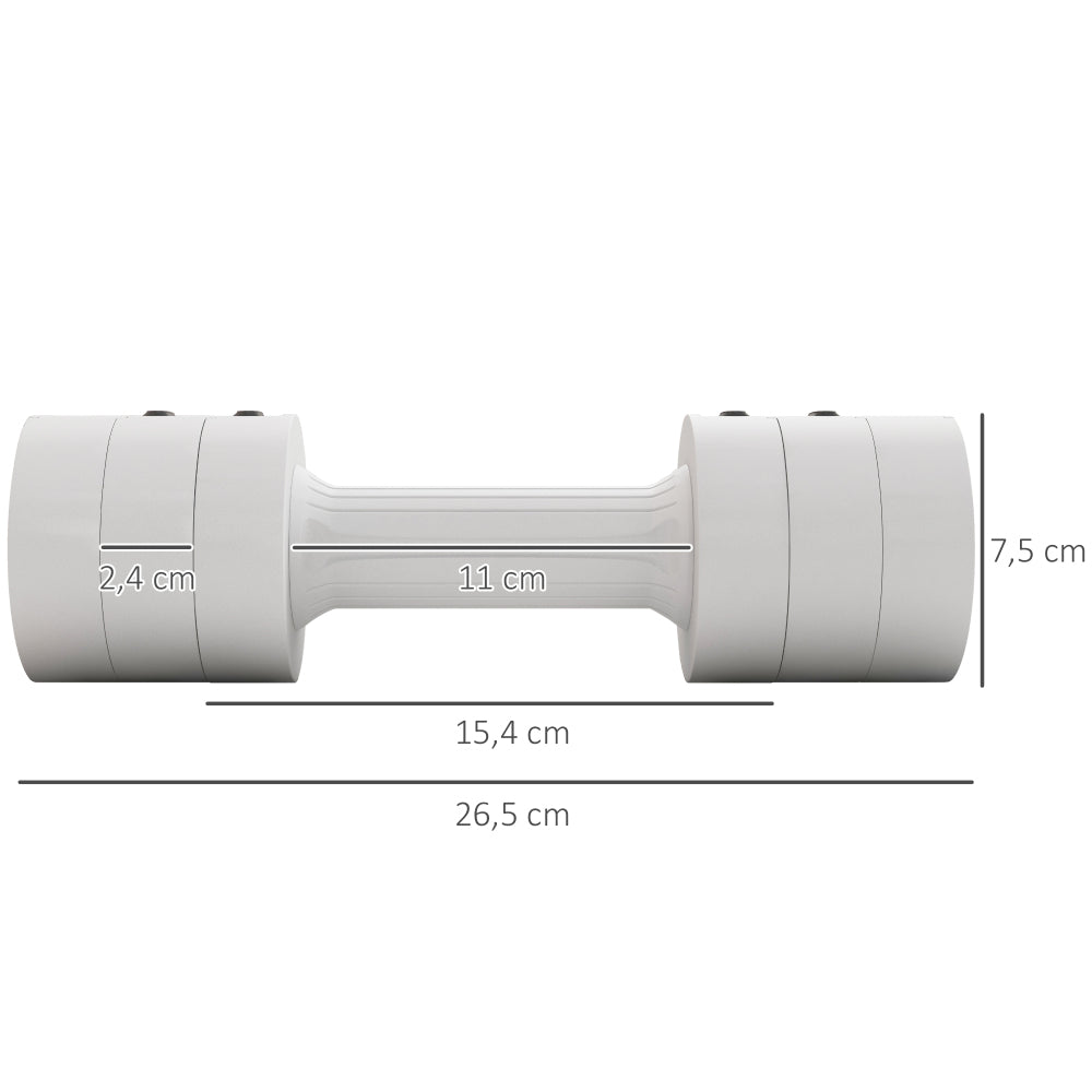 Kompakte Maße: Weiße Hantel 26,5 cm lang, ideal für kleine Hände