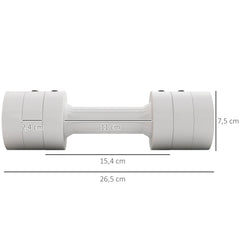 Kompakte Maße: Weiße Hantel 26,5 cm lang, ideal für kleine Hände