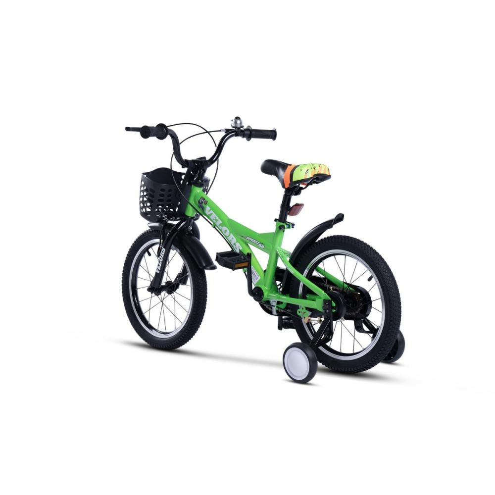 Kompaktes 16 Zoll Kinderbike in Grün, perfekt für Fahranfänger.