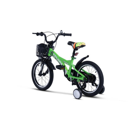 Kompaktes 16 Zoll Kinderbike in Grün, perfekt für Fahranfänger.