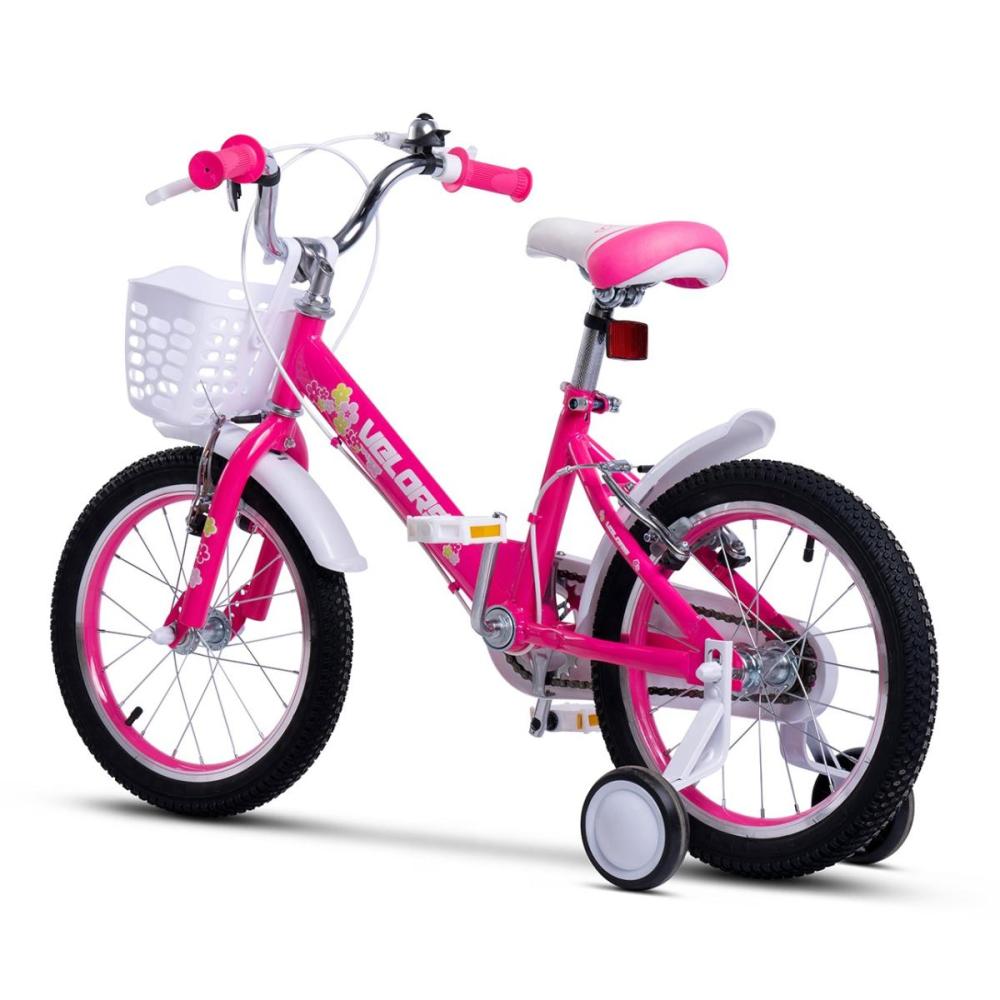 Kompaktes 16 Zoll Kinderfahrrad in Pink mit City-Bereifung.