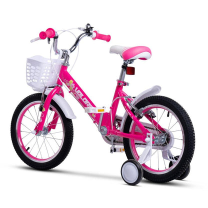 Kompaktes 16 Zoll Kinderfahrrad in Pink mit City-Bereifung.