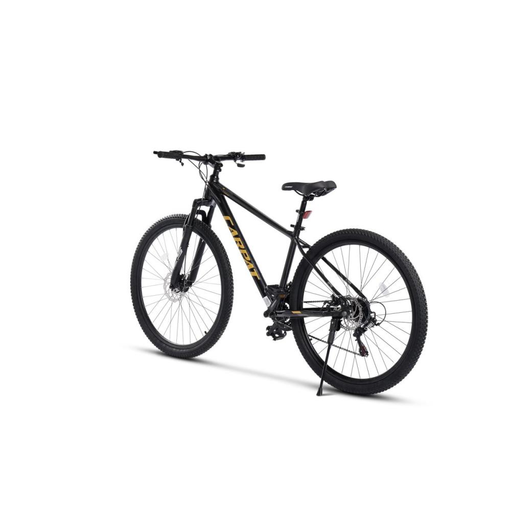Komplettansicht des schwarzen 29 Zoll Mountainbikes aus Distanzperspektive