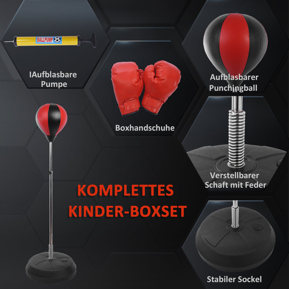 Komplettes Kinder-Boxset: Alles inklusive für den sofortigen Start (Ball, Ständer, Handschuhe).