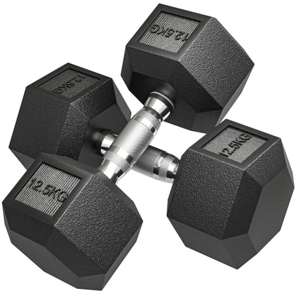 Kurzhanteln 2er Set 12,5kg: Zwei gummierte Hexagon-Hanteln (25kg Set)