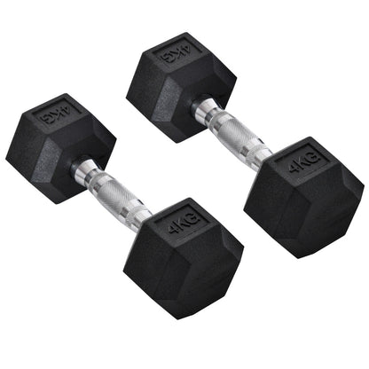 Kurzhanteln 2er Set 4kg: Zwei Hexagon-Hanteln gummiert im Paket