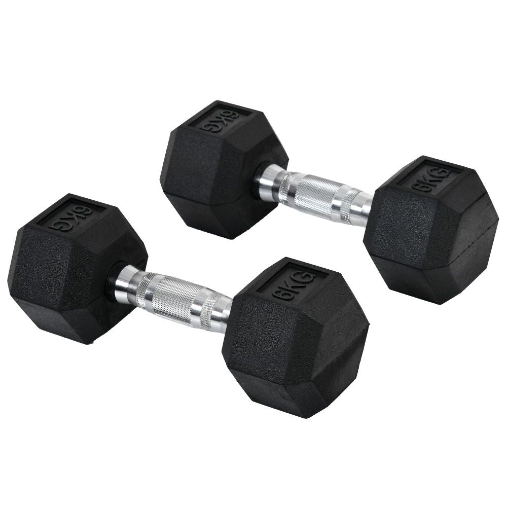 Kurzhanteln 2er Set 6kg: Zwei Hexagon-Hanteln gummiert im Paket