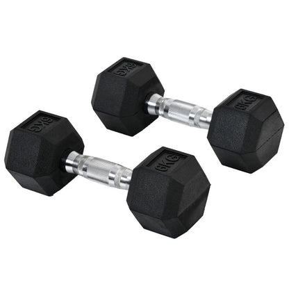 Kurzhanteln 2er Set 6kg: Zwei Hexagon-Hanteln gummiert im Paket