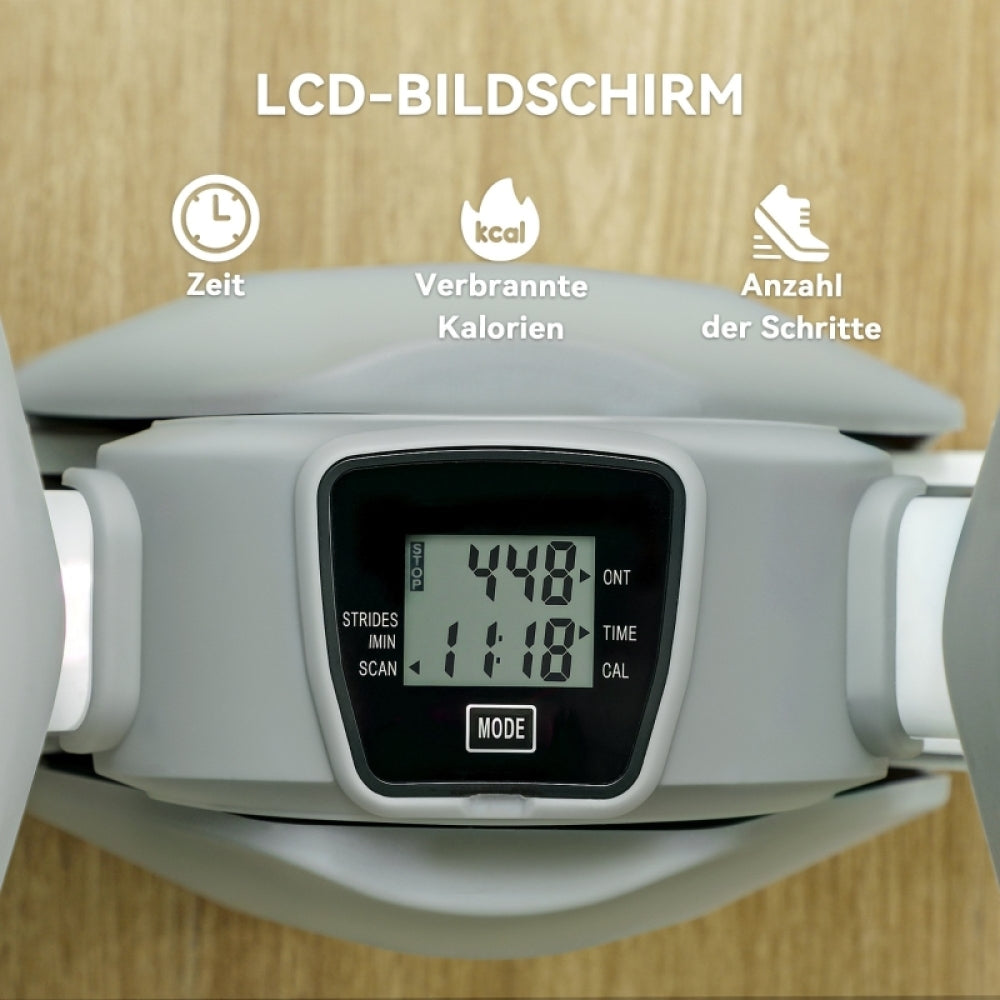 LCD-Bildschirm zeigt Zeit, Kalorien und Schritte an