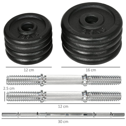 Lieferumfang: 4x 2,5kg und 4x 1,25kg Metallscheiben mit Hantelstangen