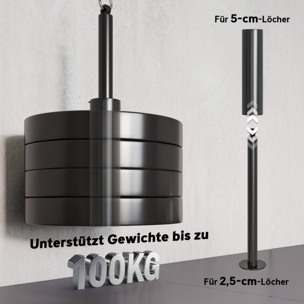 Loading Pin für Hantelscheiben: Kompatibel mit 25mm und 50mm, bis 100kg.