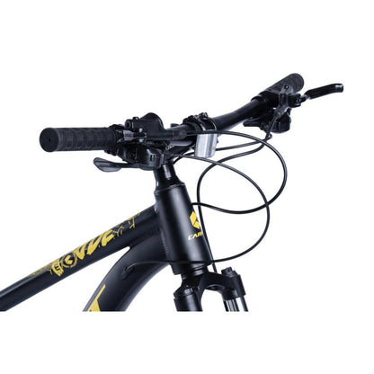 MTB-Lenker mit Schalthebeln, Bremshebeln und integrierter Klingel.