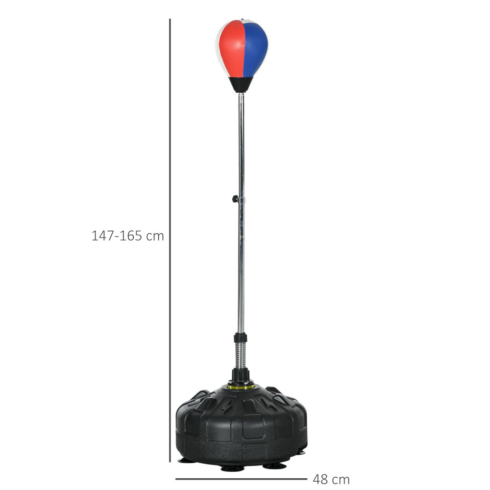 Maßzeichnung: Höhenverstellbar von 147 cm bis 165 cm, Basis-Breite 48 cm.