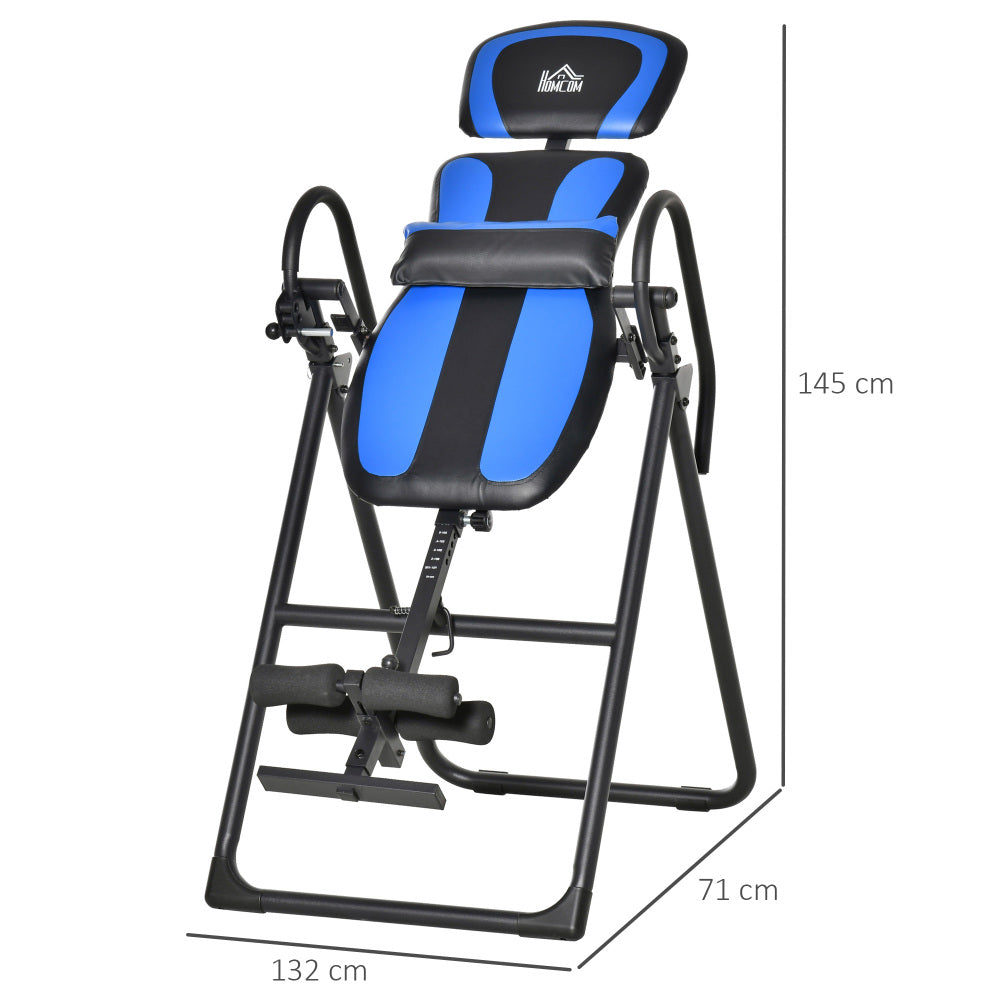 Maßzeichnung: Inversionsbank 145cm hoch, platzsparend klappbar.