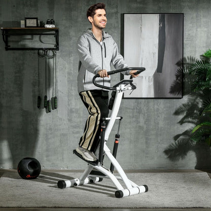 Mann beim Cardio-Training auf dem Stepper mit Pulsmessung zu Hause