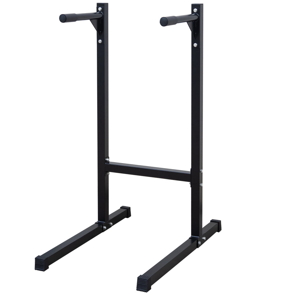 Massive Dip-Station in Schwarz aus verstärktem Stahl für Home Gym.