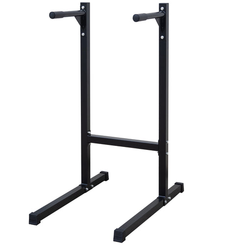Massive Dip-Station in Schwarz aus verstärktem Stahl für Home Gym.