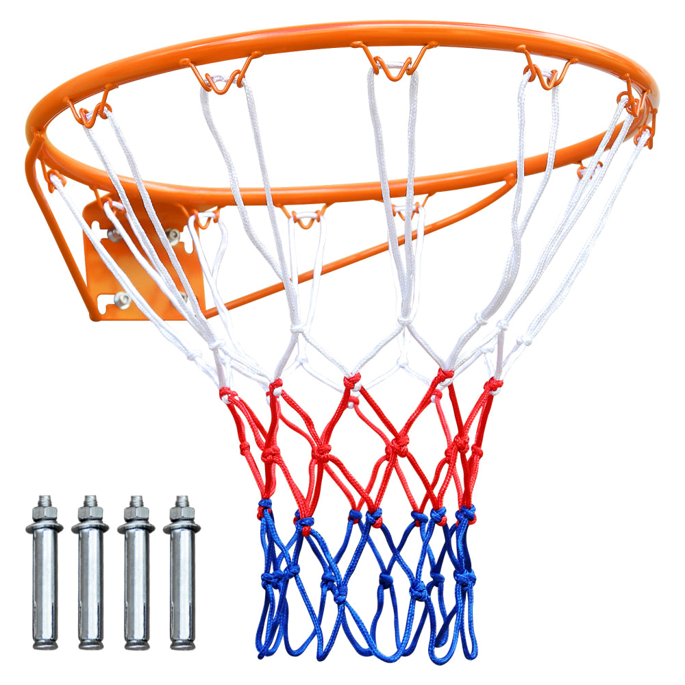 Massiver Basketballring orange aus Carbonstahl inkl. Netz und Montageschrauben