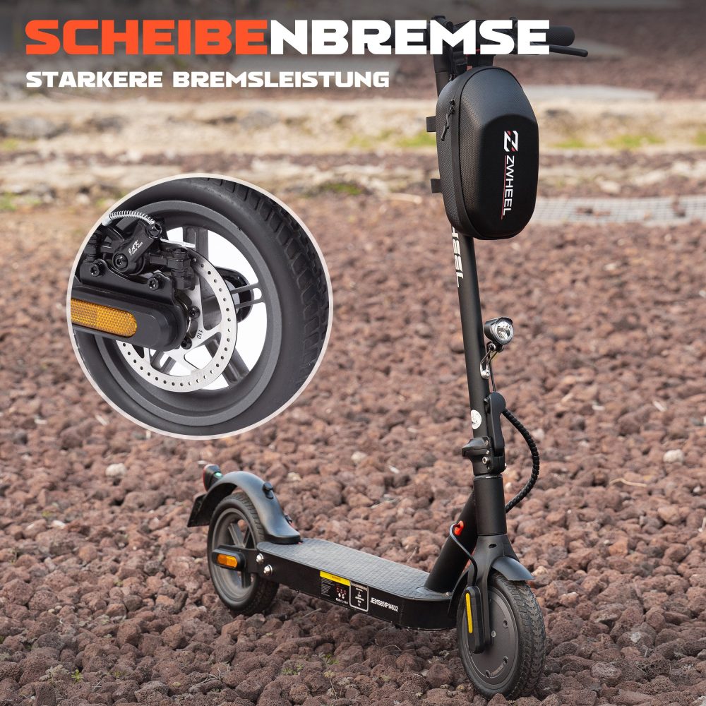 Mechanische Scheibenbremse am Hinterrad für starke Bremsleistung.