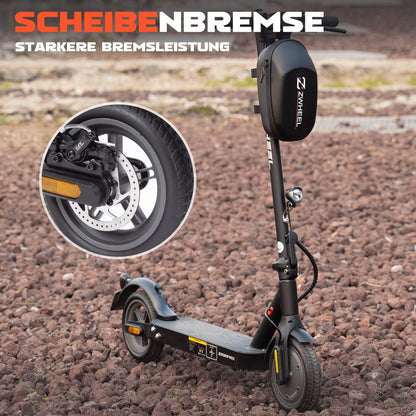 Mechanische Scheibenbremse am Hinterrad für starke Bremsleistung.
