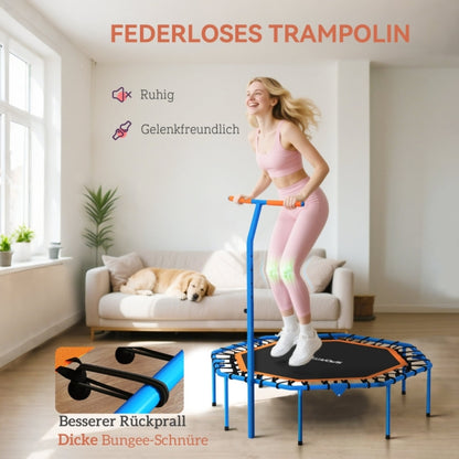 Nahaufnahme der Bungee-Seil-Aufhängung und des blauen Standbeins mit Gummifuß.