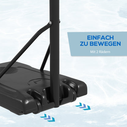 Nahaufnahme der Transportrollen an der Unterseite der schwarzen Basis für einfache Bewegung.
