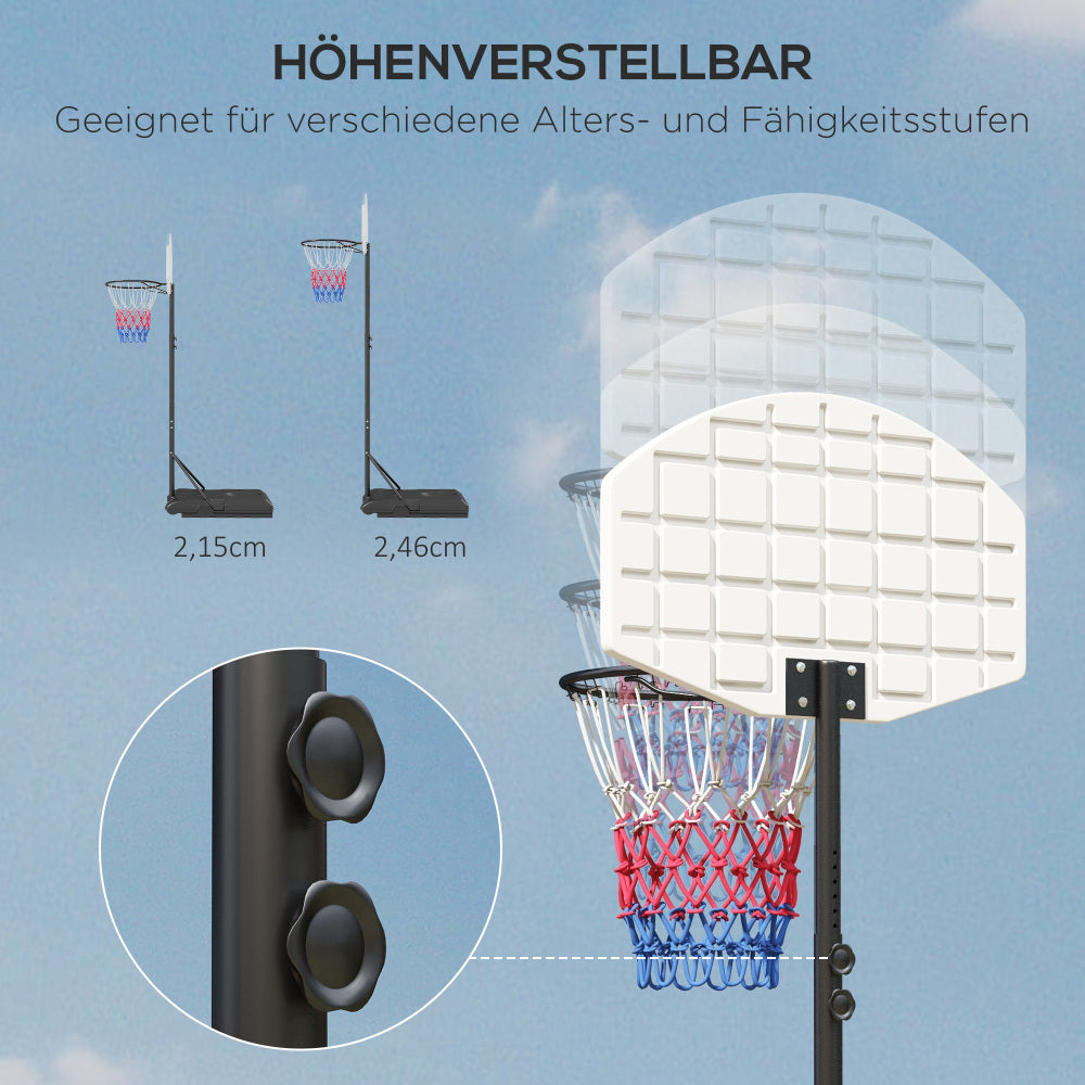 Nahaufnahme der schwarzen Basis mit Rädern und der stabilen Stahlrahmen-Befestigung.