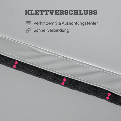 Nahaufnahme der schwarzen Klettstreifen zur sicheren Verbindung der Mattensegmente.