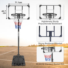 Nahaufnahme des bruchsicheren Backboards, des Metallrings und der stabilen Halterung.