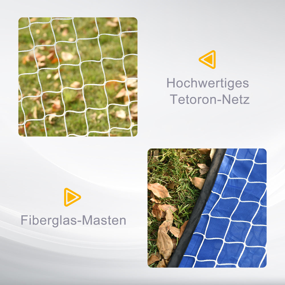 Nahaufnahmen des hochwertigen Tetoron-Netzes und der flexiblen Fiberglas-Masten.