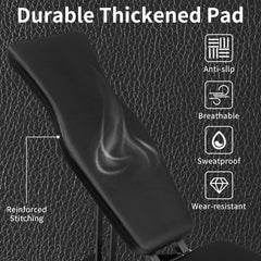 Polster-Detail: Dickes, schweißabweisendes Kunstleder mit "Carbon-Optik" Struktur.