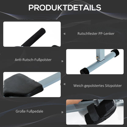 Produktdetails: Anti-Rutsch-Pedale, gepolsterter Sitz und stabile Fußstützen