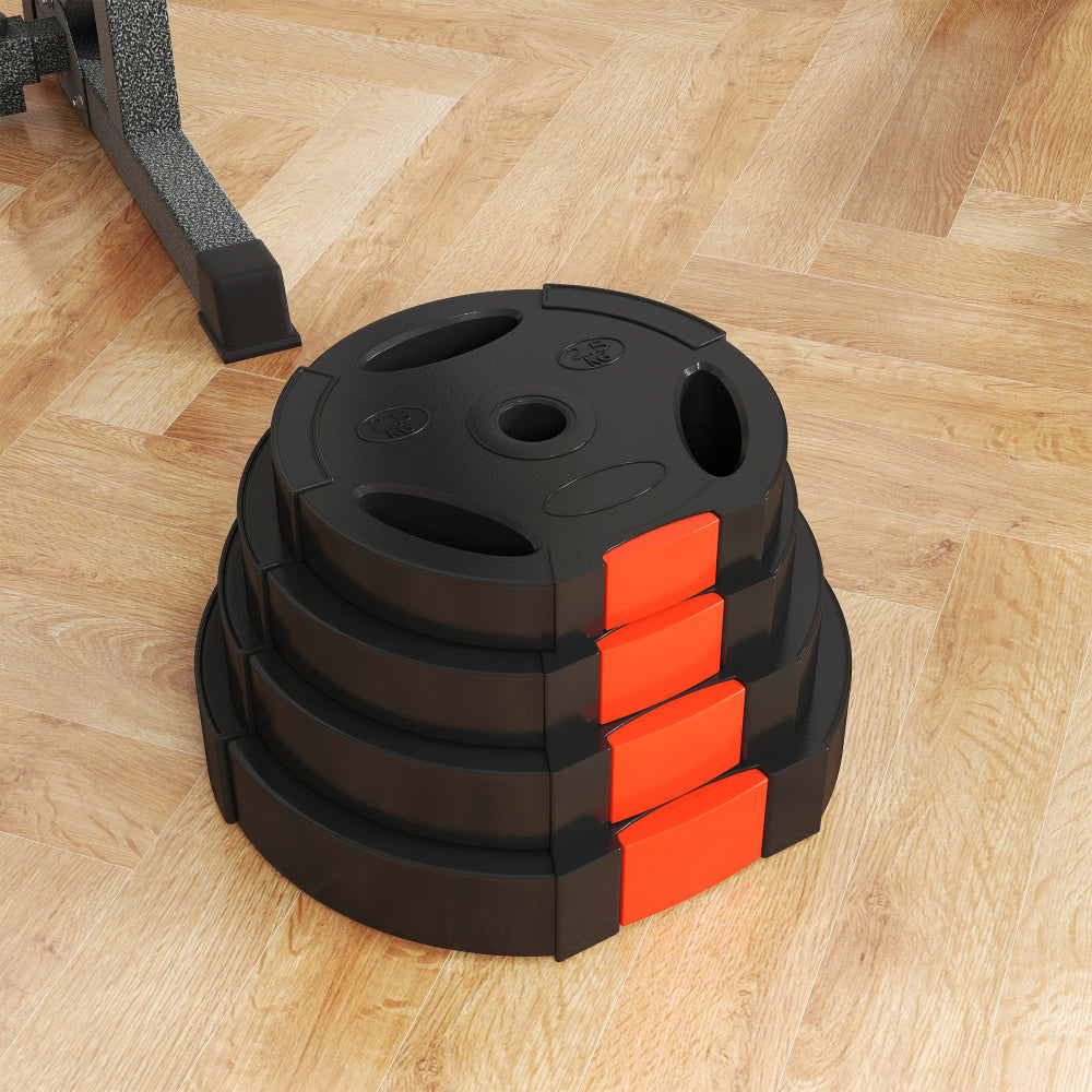 Robustes Design: 30kg Hantelscheiben-Set in Schwarz mit rotem Detail