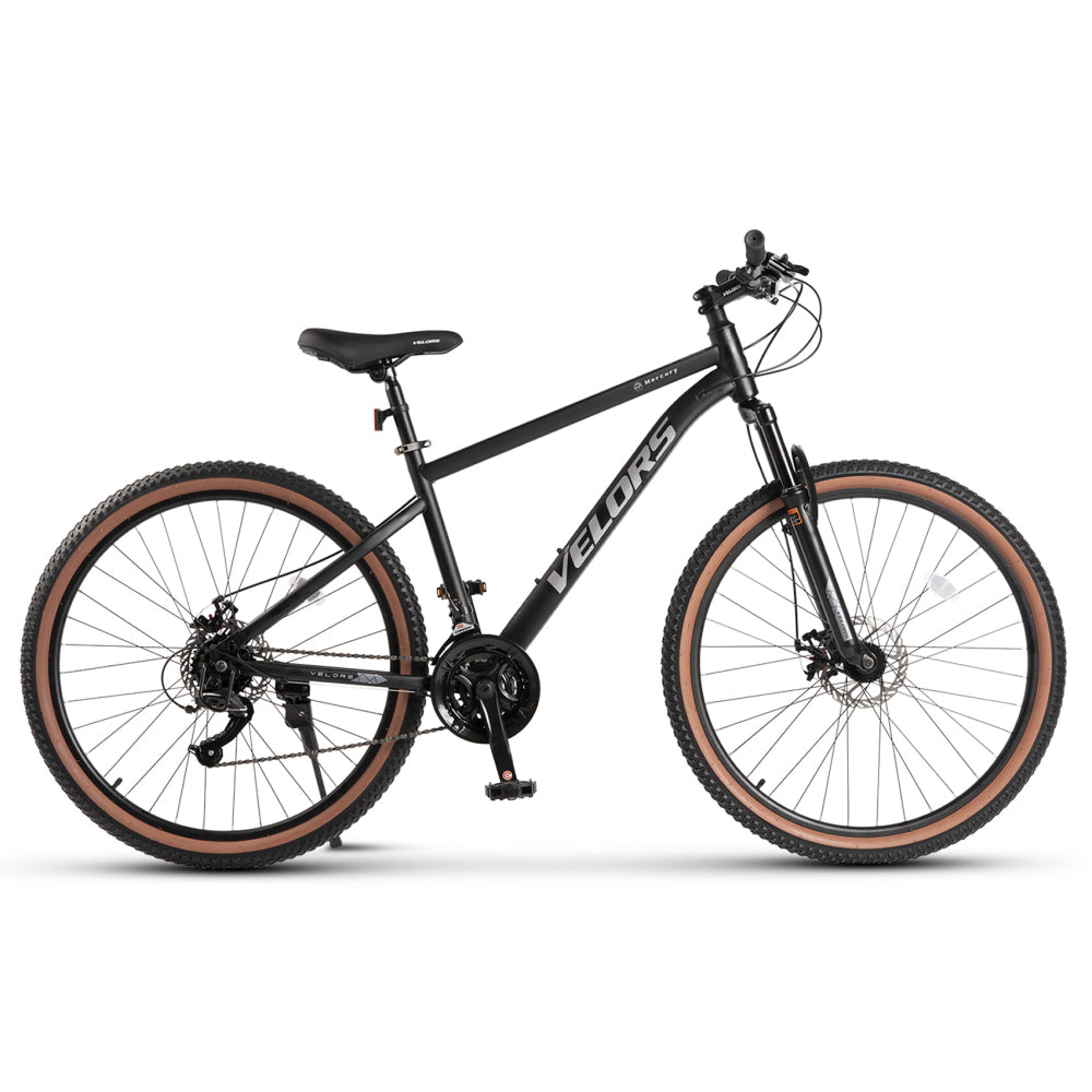 Robustes Hardtail-MTB aus Stahl in Schwarz-Grau für Erwachsene (160-175 cm).