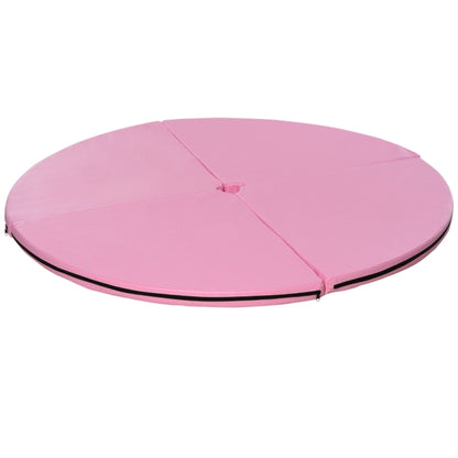 Runde, rosa Pole-Dance-Matte mit 150 cm Durchmesser und vierteiligem Faltdesign.