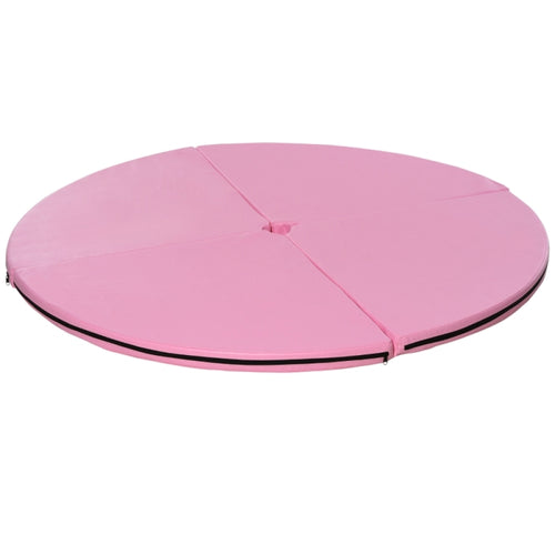 Runde, rosa Pole-Dance-Matte mit 150 cm Durchmesser und vierteiligem Faltdesign.