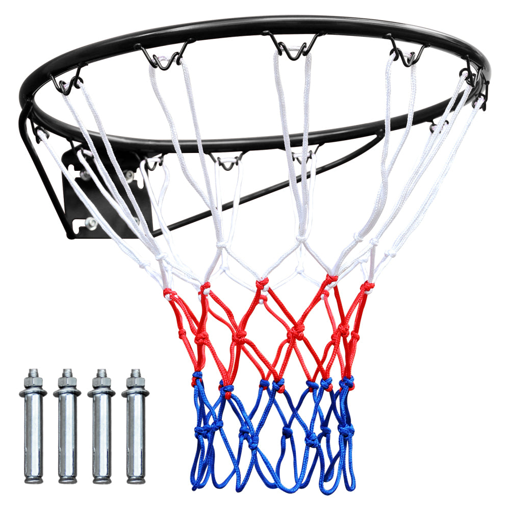 Schwarzer Basketballring "Heavy Duty" mit Netz und Befestigungsmaterial