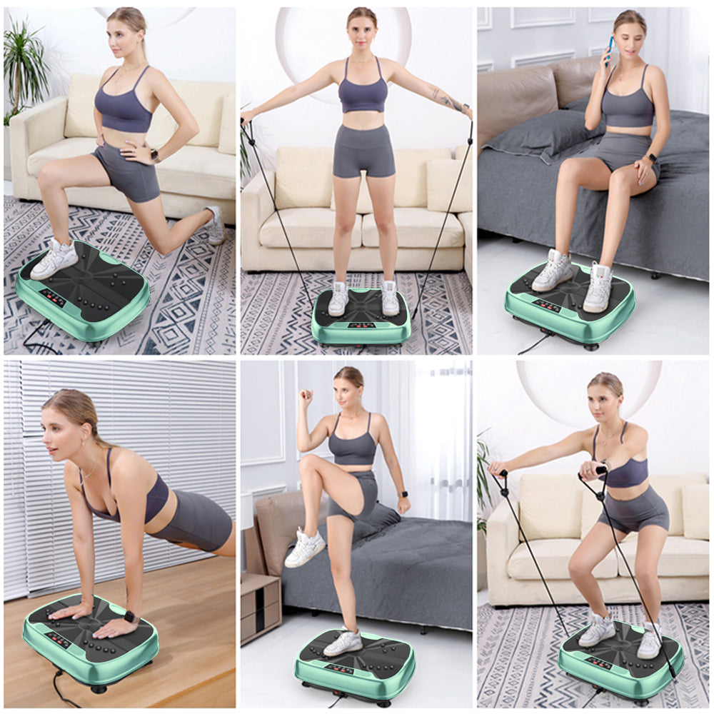 Seitenansicht der kompakten Vibrationsplatte in Türkis