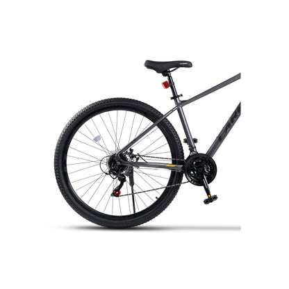 Seitenansicht des Hinterrads mit mechanischer Scheibenbremse und Fahrradständer