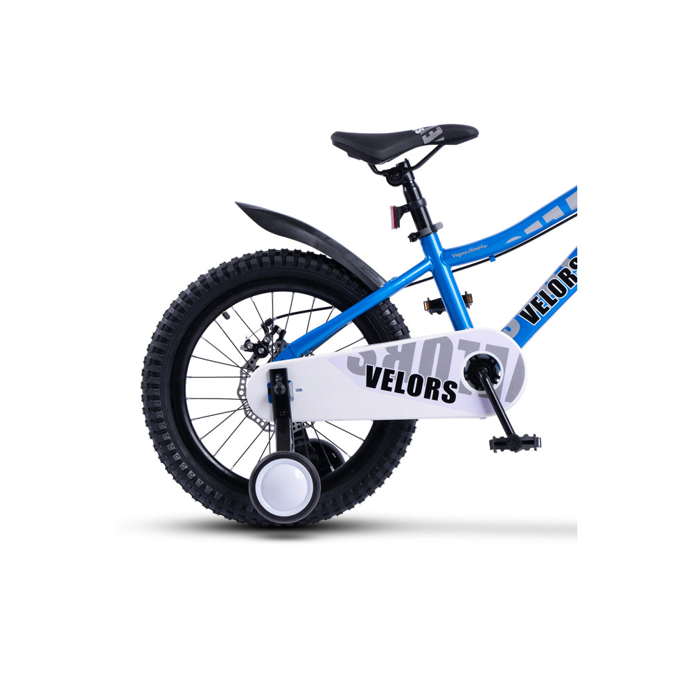 Sicherer Kettenschutz am Velors 18 Zoll Kinderfahrrad Blau