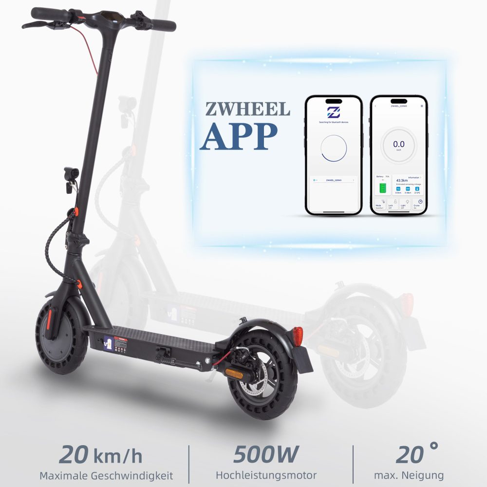 Smartphone zeigt die Benutzeroberfläche der E-Scooter-App an.