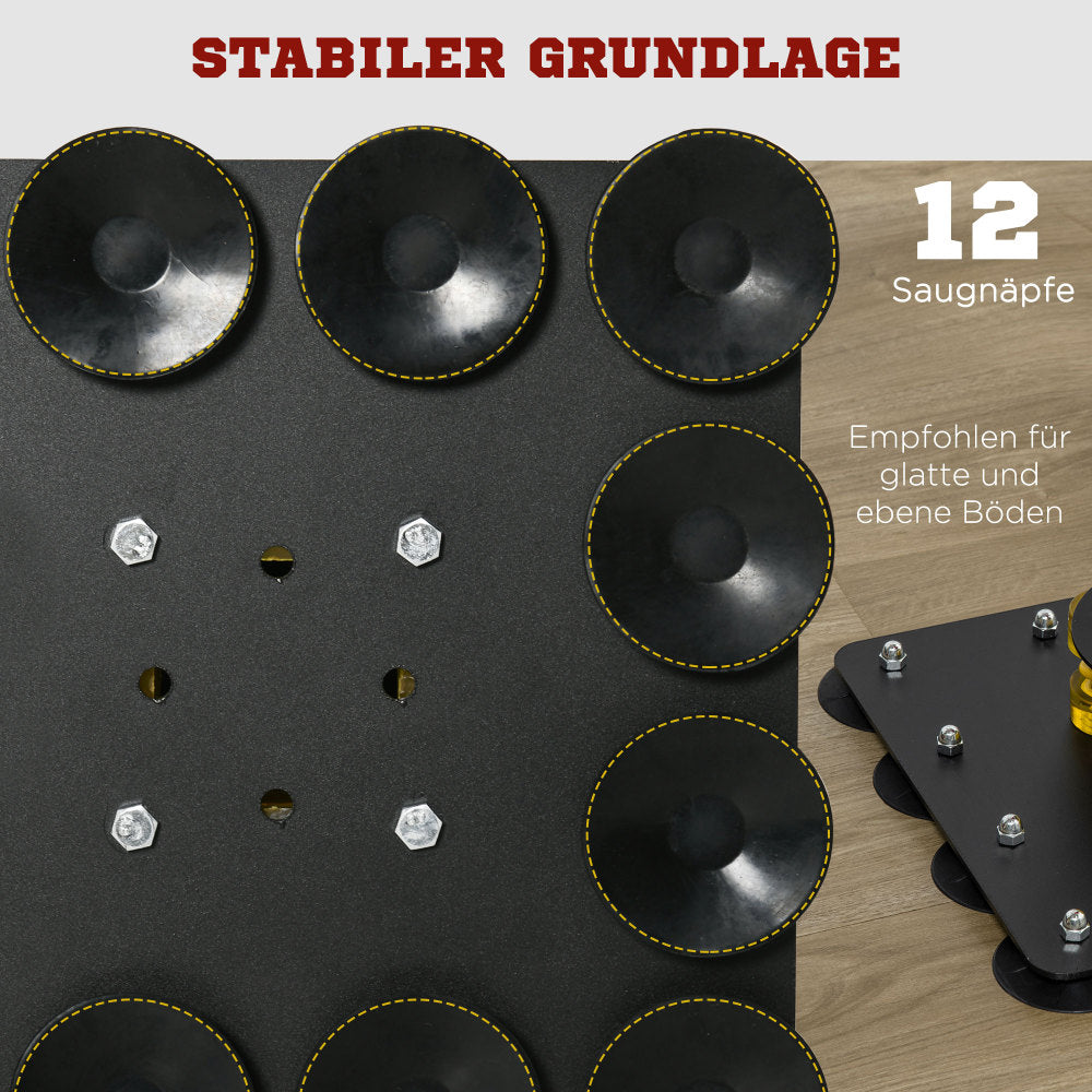 Stabile Basis: Quadratischer Standfuß mit 12 Saugnäpfen für maximale Standfestigkeit.