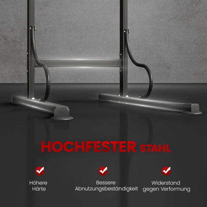 Stabile Basis aus hochfestem Stahl mit verstellbaren Anti-Rutsch-Saugnäpfen.