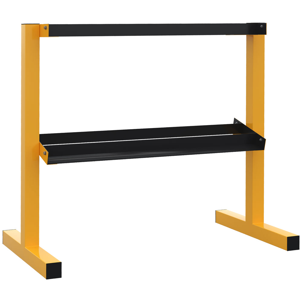 Stabiler Hantelständer 2-stufig in Gelb-Schwarz, Ablage für Kurzhanteln, robuste Metallkonstruktion für das Home Gym